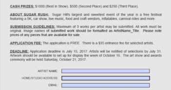Sugar Rush Juried Art Show Artist Application